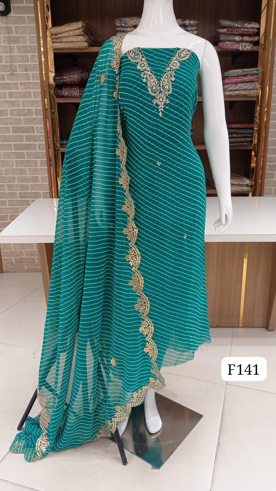 Georgette lehriyan print  party wear neck work suits .