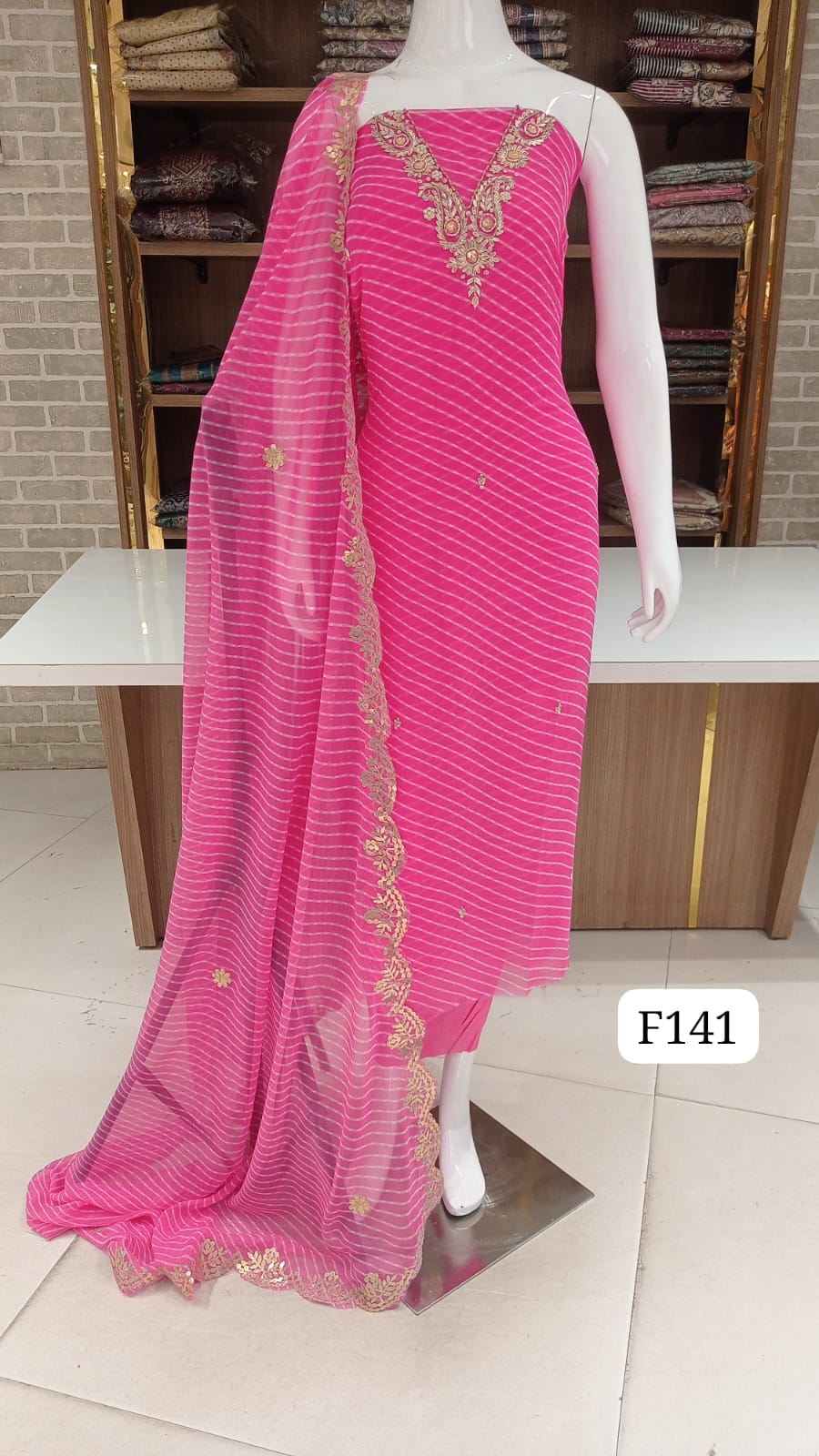 Georgette lehriyan print  party wear neck work suits .