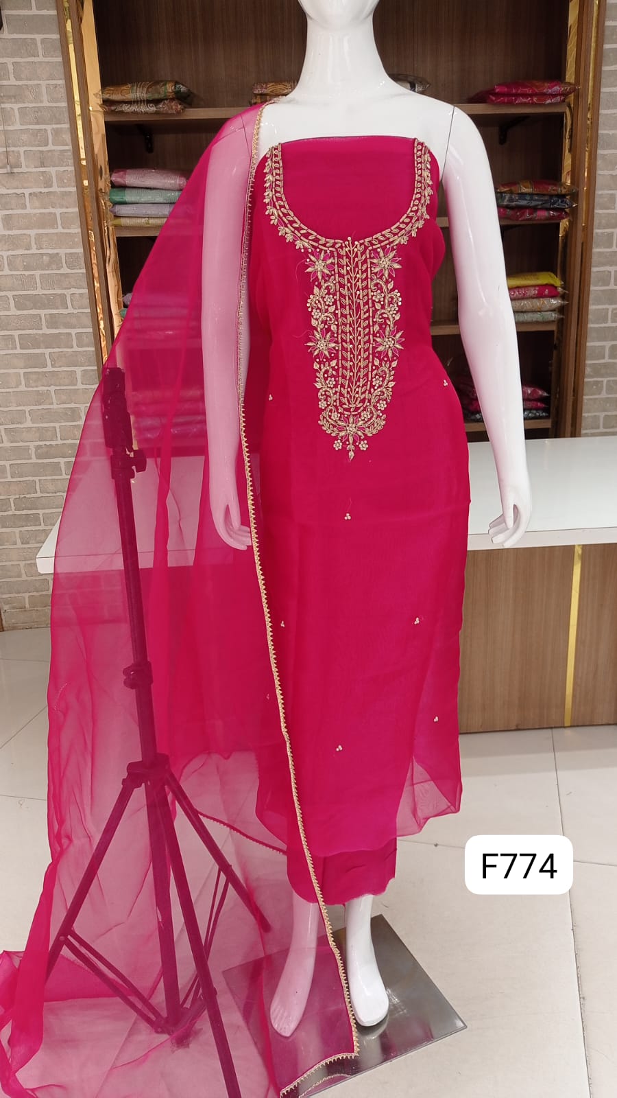 organza silk beautiful hand work at neck 