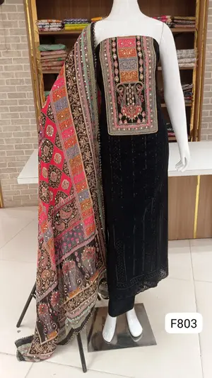 Waiting 7 days Georgete dress material chikankari emrbdoeid
