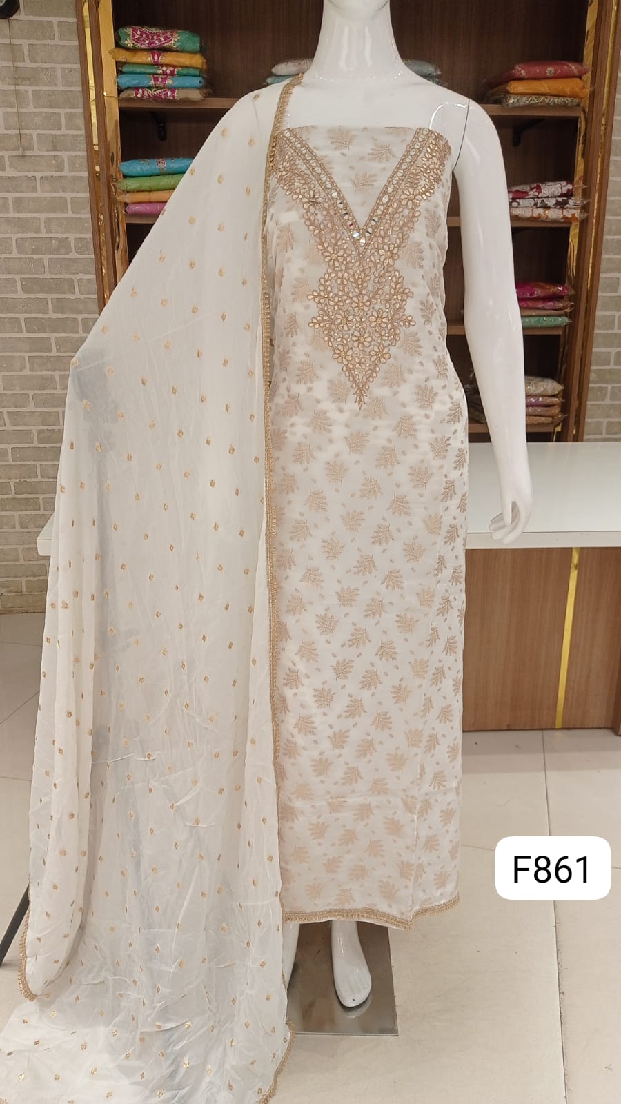 Pure banarsi silk style party wear heavy suits with beautiful neck work