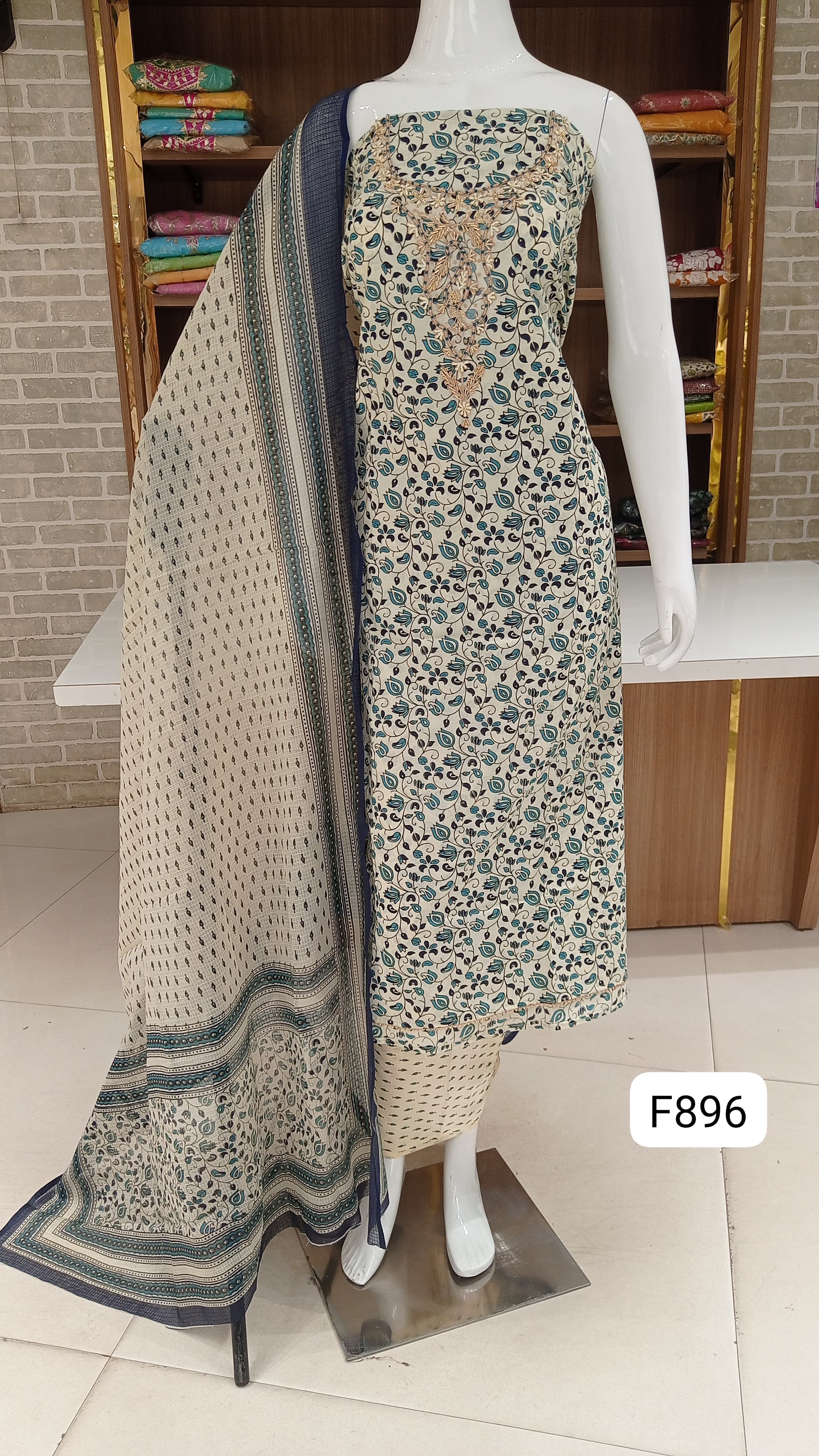 Soft coton dress material block print beautiful work