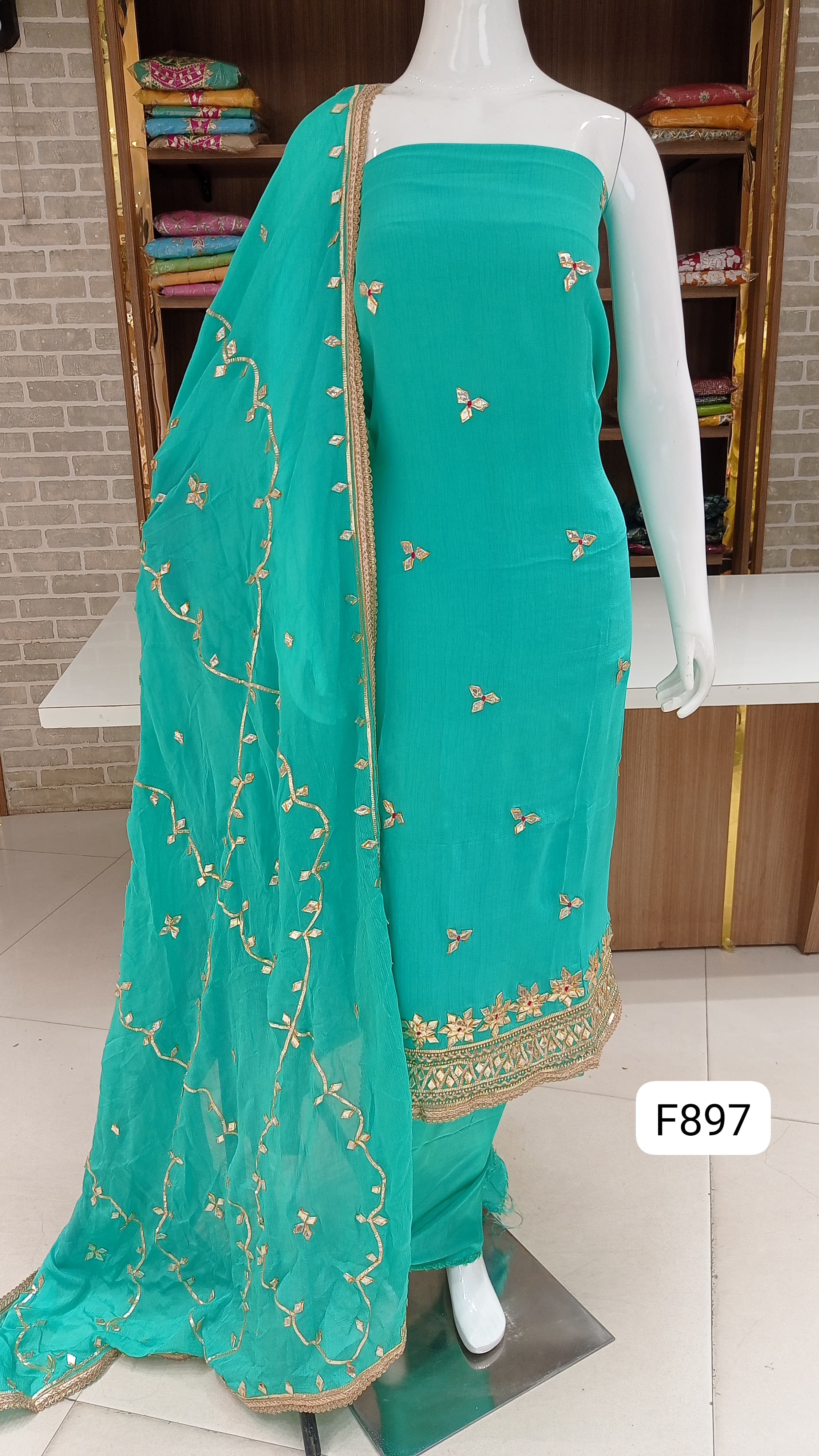 Pure chiffon dress material with the original got pati 