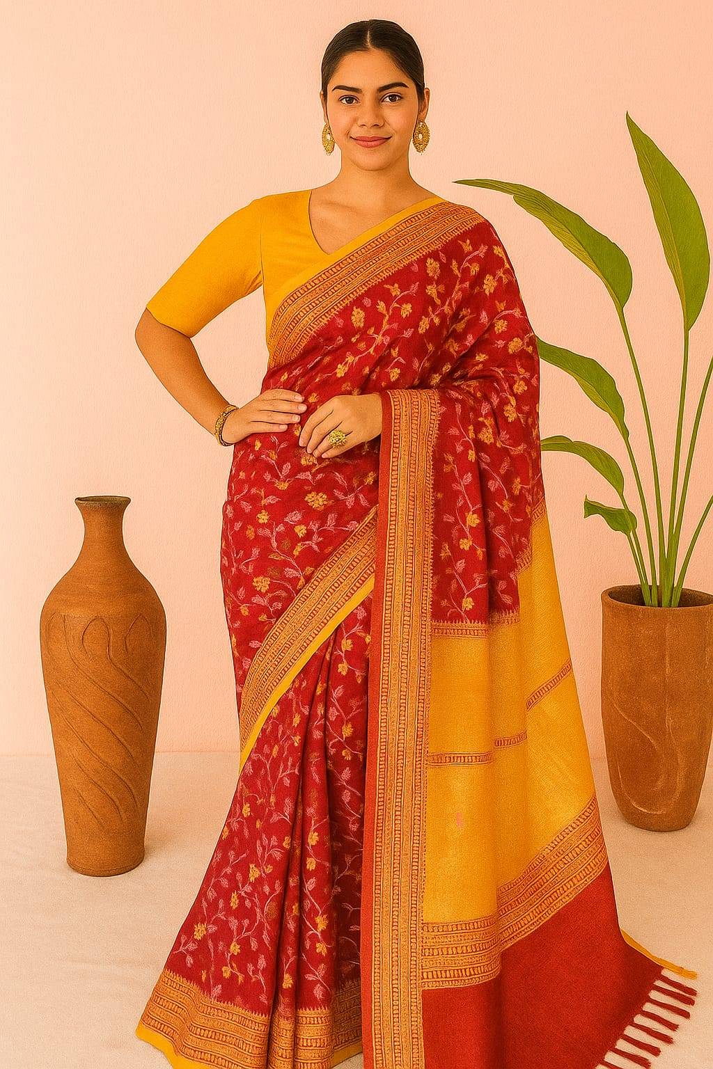 Royal Bloom Pashmina Silk Saree