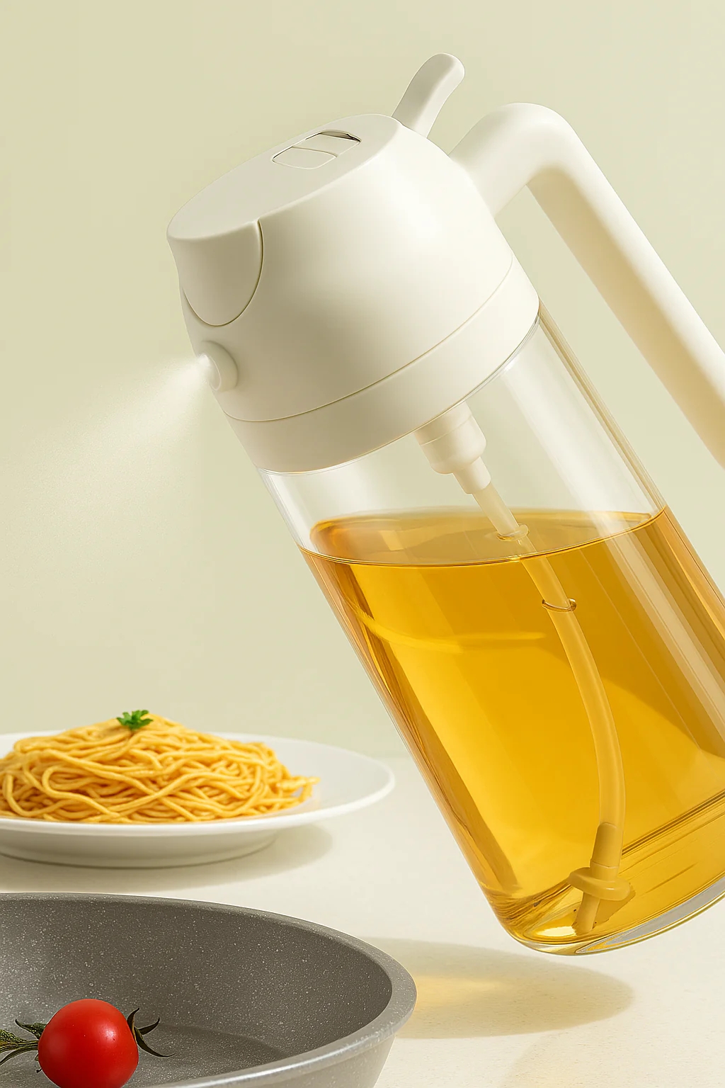 LA' VITE 2-in-1 Oil Dispenser Bottle – Glass Olive Oil Sprayer & Pourer with Flip-Top Lid