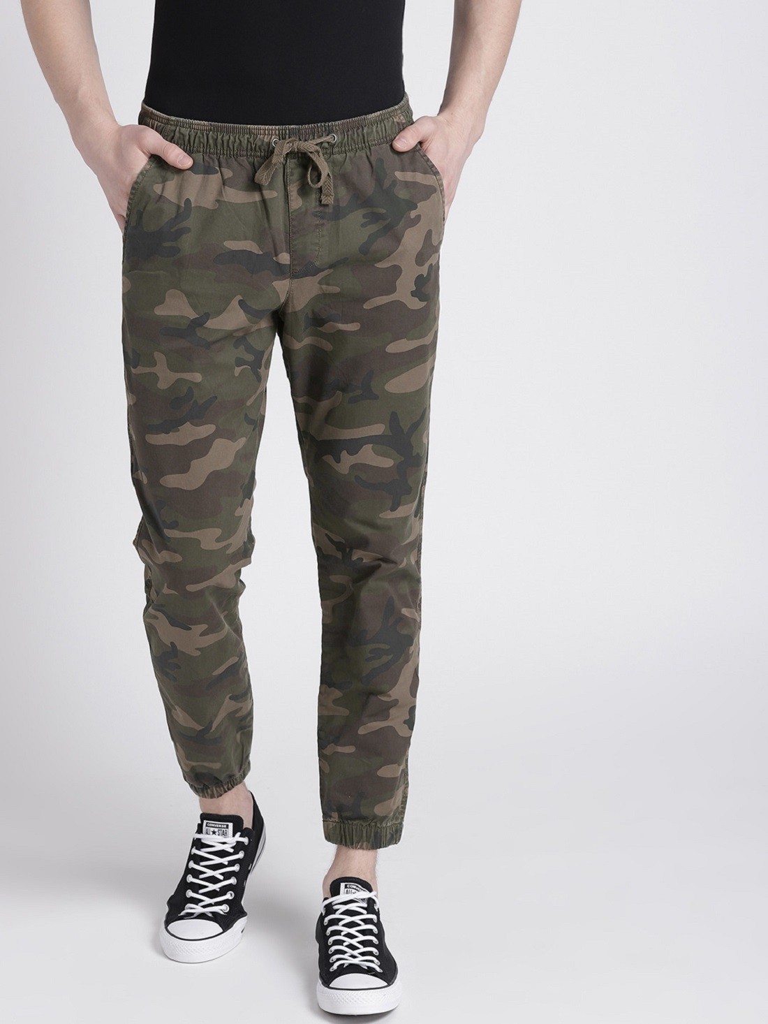 Camouflage Printed Cotton Blend Solid Mens  slim fit Joggers