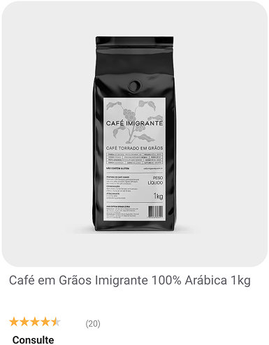 Café em Grãos 100% Arábica Imigrante para máquinas automáticas