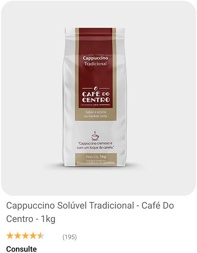 Cappuccino Solúvel com Canela Café do Centro 1Kg
