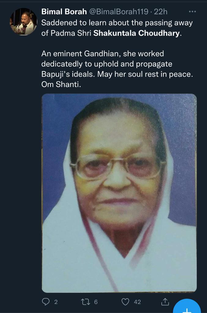 Padma Shri awardee from Assam; Gandhian Shakuntala Choudhary dies at the age of 102 5 113 13