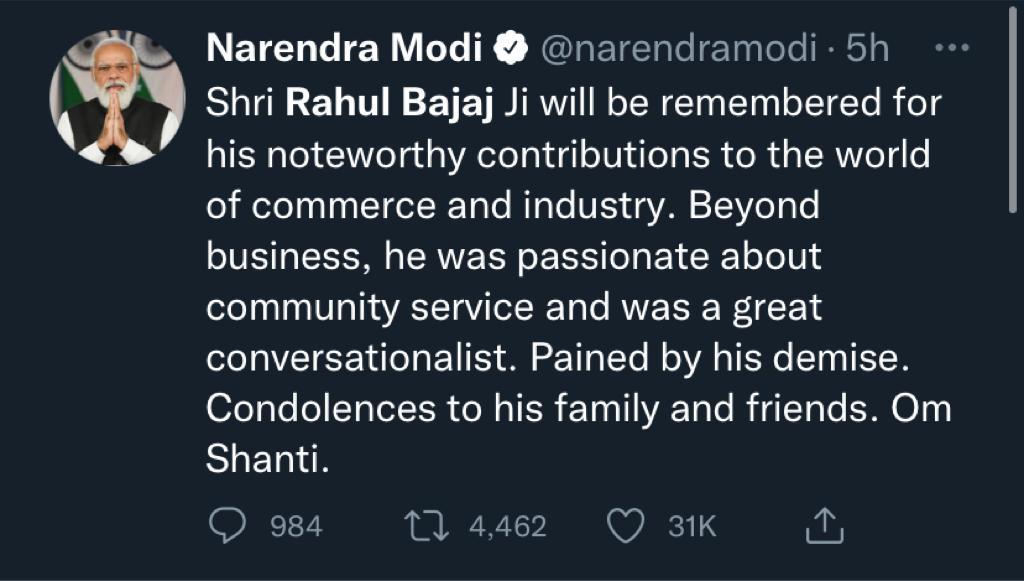 Industrialist Rahul Bajaj passes away, man behind the eternally iconic chant - Hamara Bajaj ! 3 WhatsApp Image 2022 02 12 at 11.30.51 PM