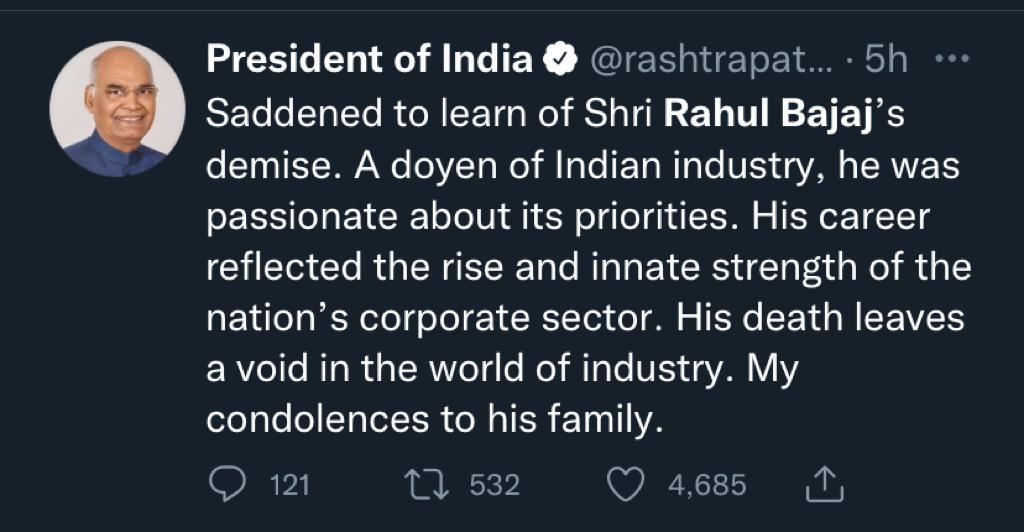 Industrialist Rahul Bajaj passes away, man behind the eternally iconic chant - Hamara Bajaj ! 2 WhatsApp Image 2022 02 12 at 11.34.21 PM