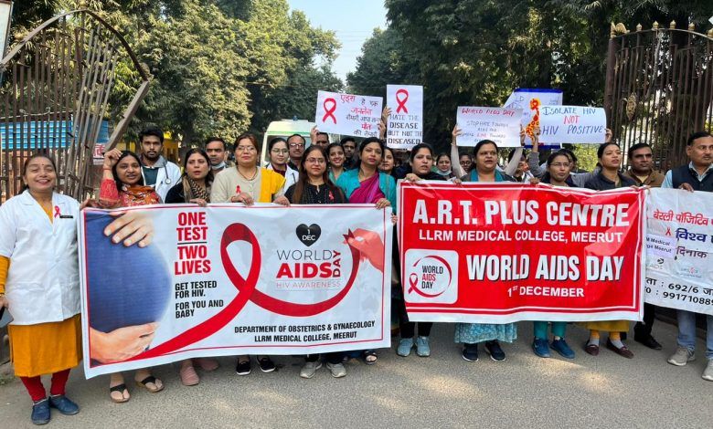लाला लाजपतराय स्मारक मेडिकल कॉलेज मेरठ : विश्व एड्स दिवस के उपलक्ष्य में जन जागरूकता रैली निकाली 1 111 5