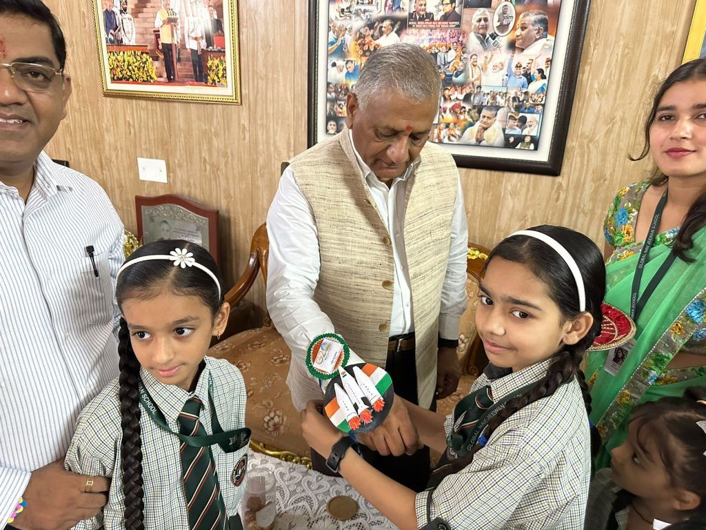 Gen V.K. Singh Celebrates Raksha Bandhan with Daughters at Global New Life School in Loni 3 111 178