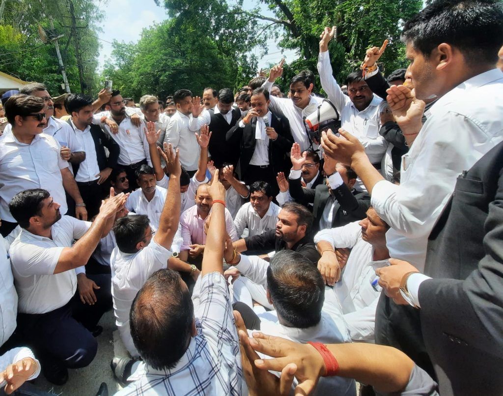 Lawyers' Strike and Protest at Meerut Court Complex Following Hapur Incident 7 113 60