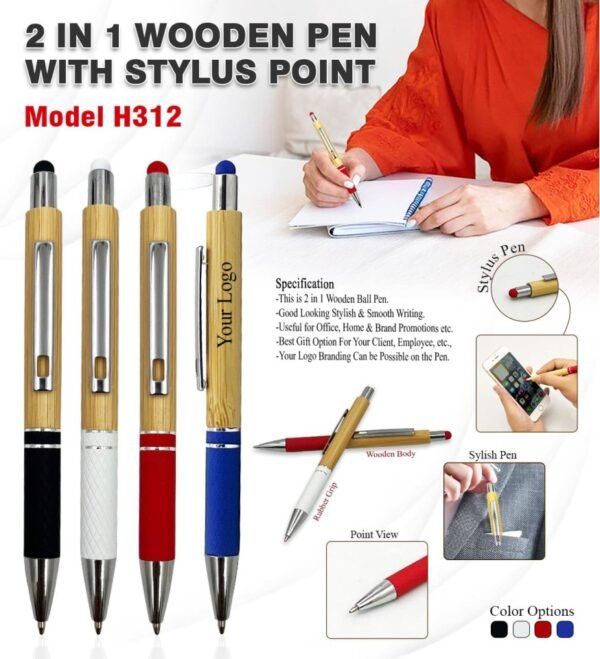Wooden Ball Pen With Stylus