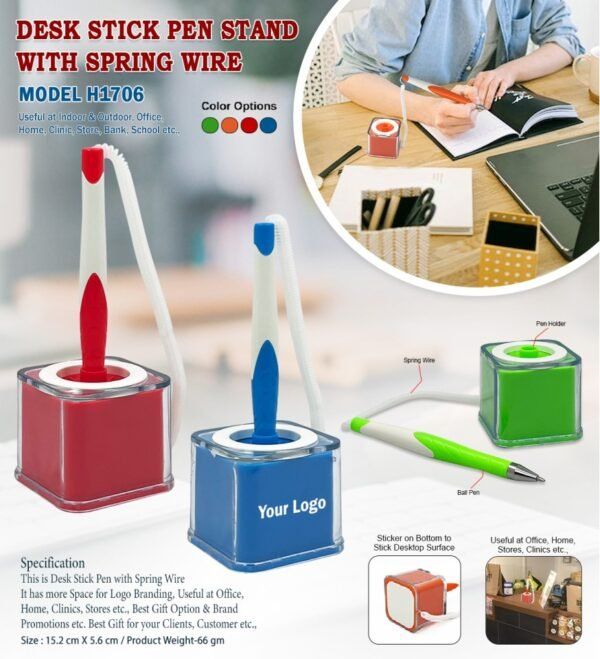 Deskstick Pen Stand With Spring Wire