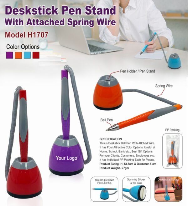 Deskstick Pen Stand With Spring Wire