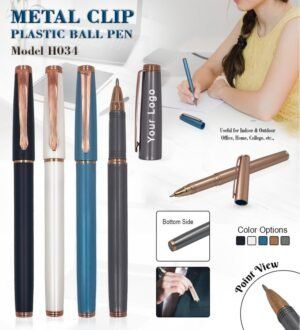 Metal Clip Plastic Ball Pen