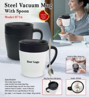 Steel Vacuum Mug with Spoon