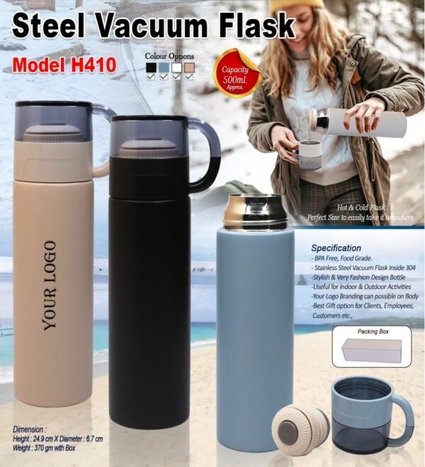 Steel Vacuum Flask with Cup 500 ml