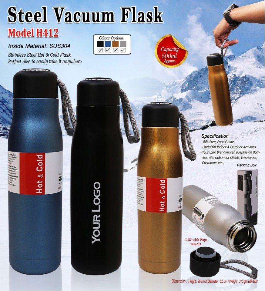 Steel Vacuum Flask with Lace Handle
