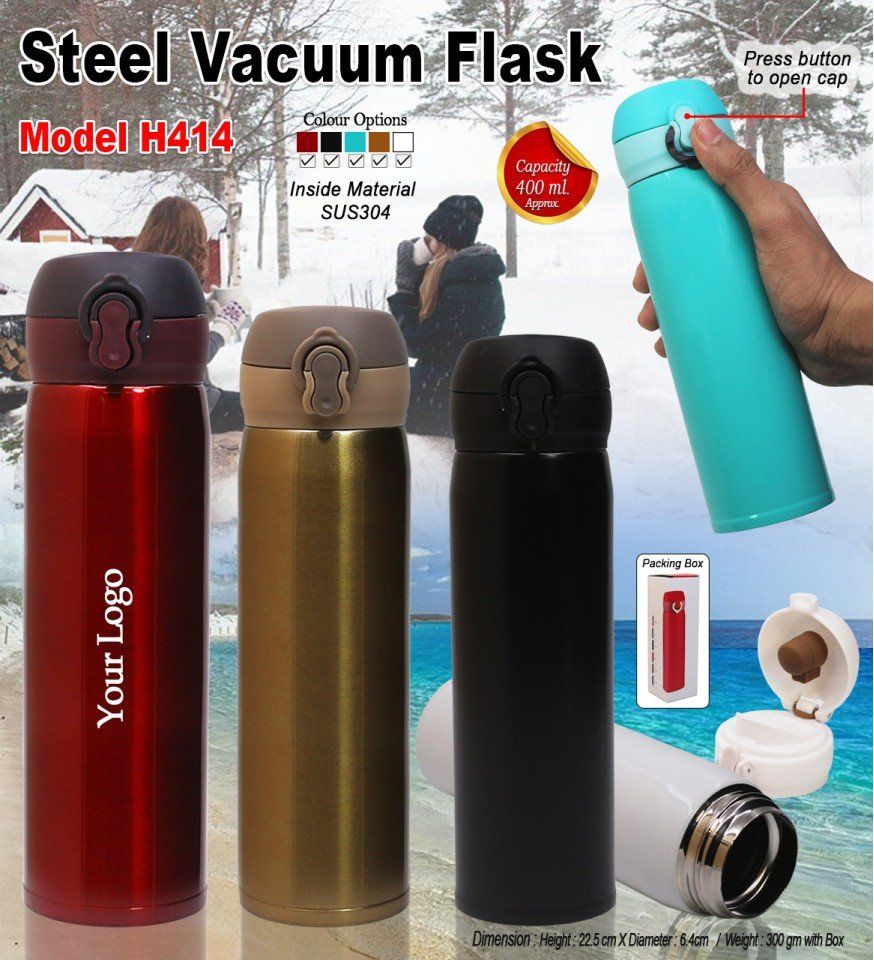 Steel Vacuum Flask with button