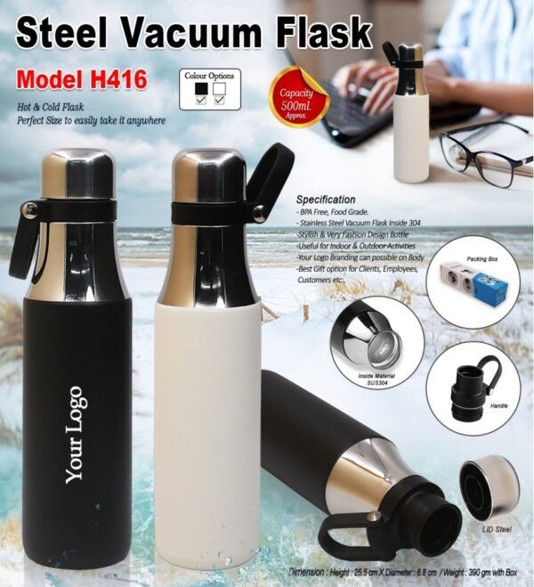 Steel Vacuum Flask with Handle