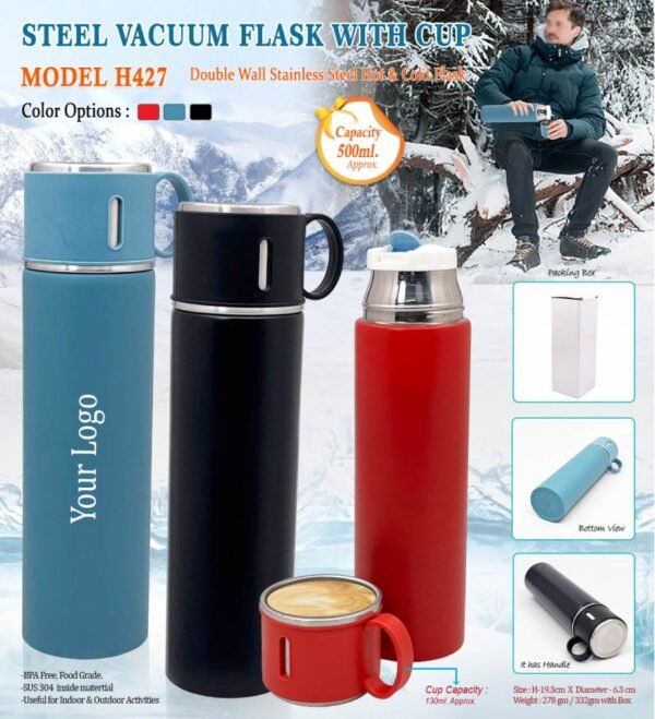 Steel Vacuum Flask with Cup