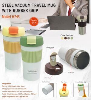 Travel Vacuum Mug with Rubber Grip