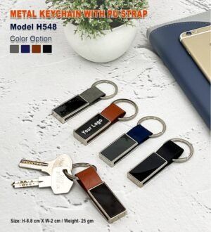 Metal Keychain with PU Strap