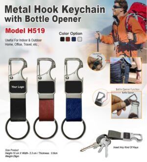 Metal Hook Keychain With Opener