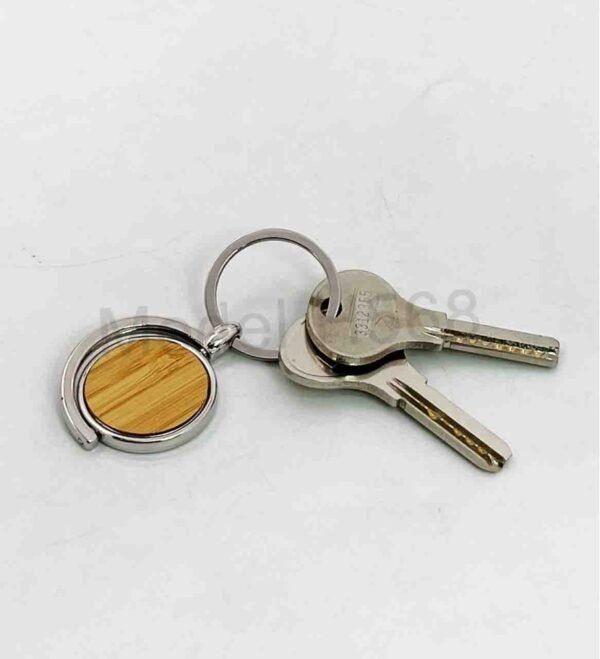 Globe Shape Wooden Keychain - Image 2