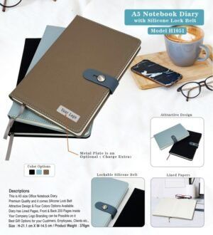 A5 Size Notebook Diary With Lock Belt