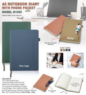 A5 Notebook Diary With Phone Pocket