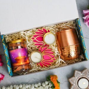 Copper Glass , 2 Lotus Tealight
