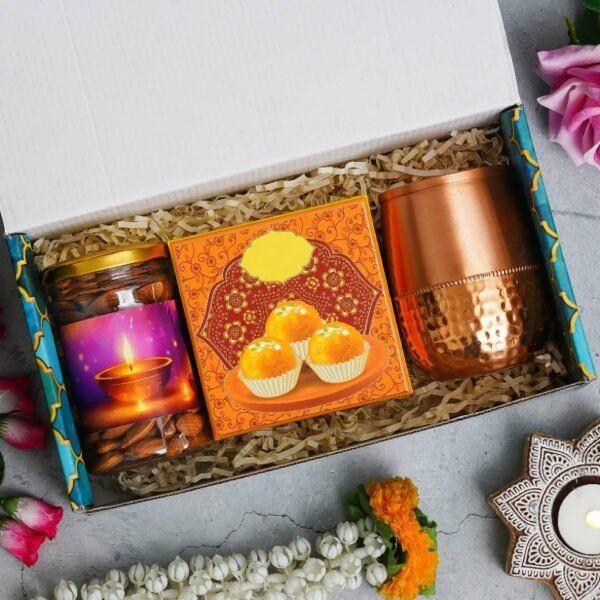 Copper Glass , 4 Ladoo Candle