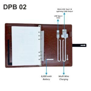 DPB 02: 8,000 mAh Powerbank Diary With Mobile Stand