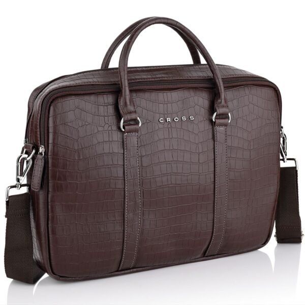 CROCO CLASSY BREIFCASE-BROWN