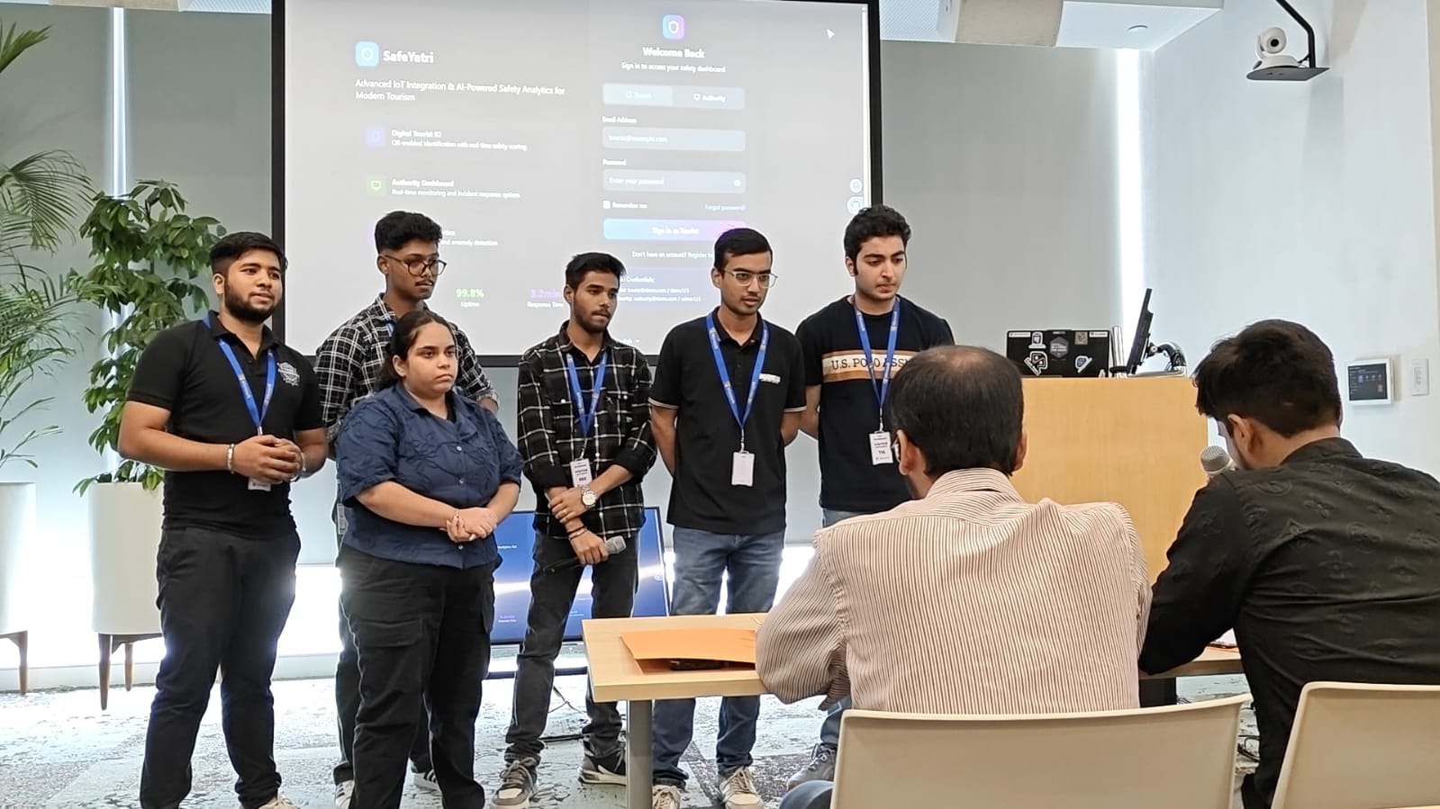Mentors guiding hackathon participants