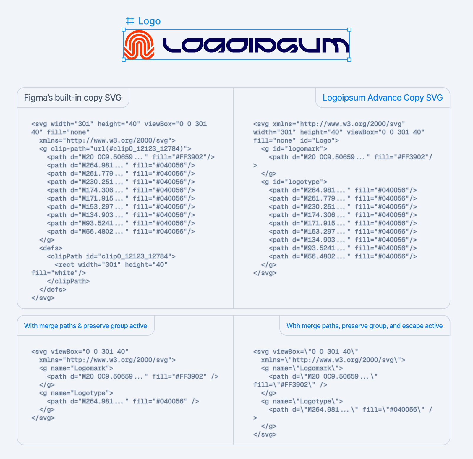 Example SVG code output