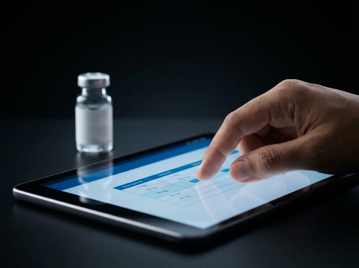 Photo of a physician reviewing a personalised dose titration schedule with a patient