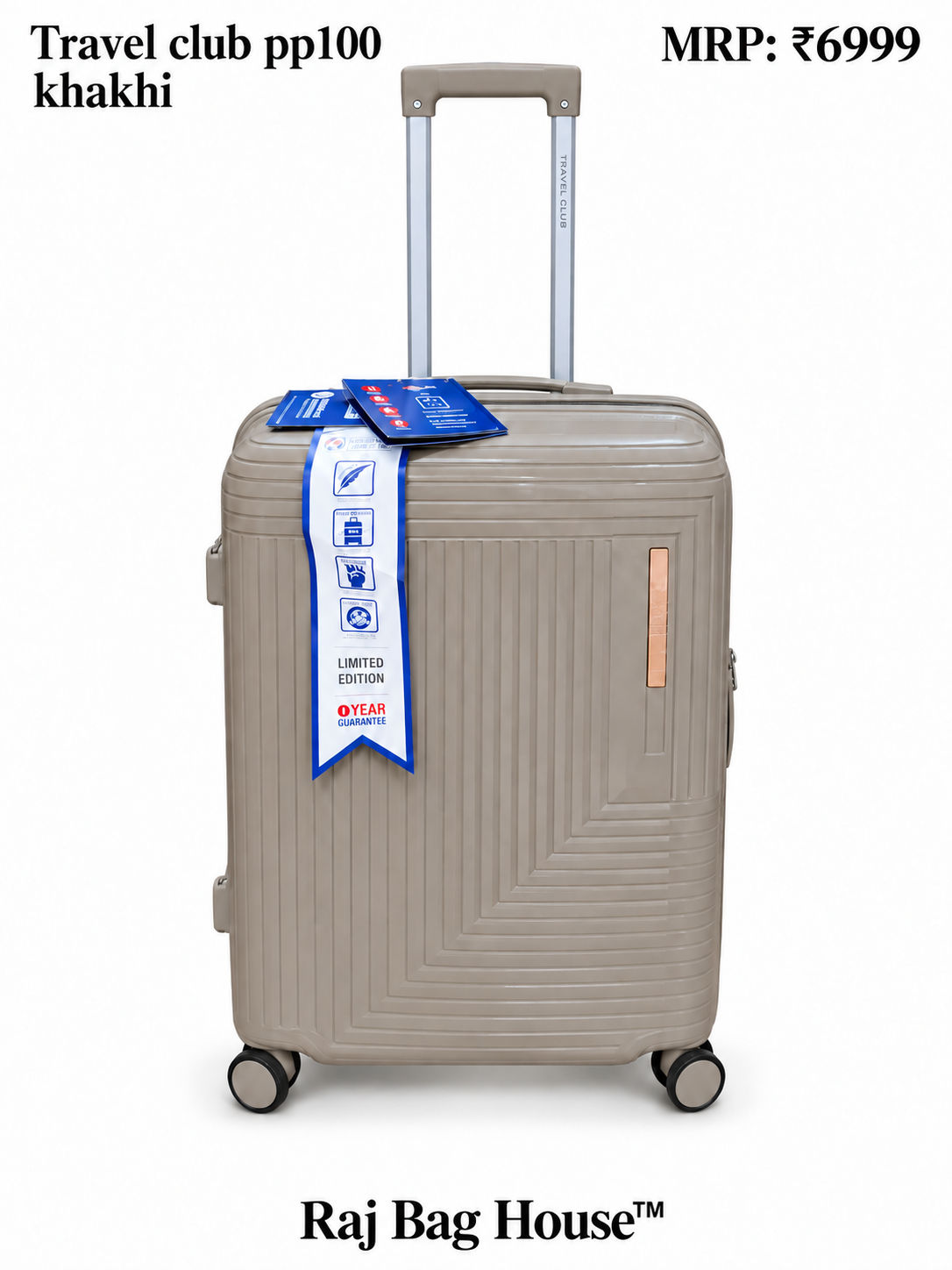 Travel Club PP100 Medium Trolley Suitcase – Khakhi