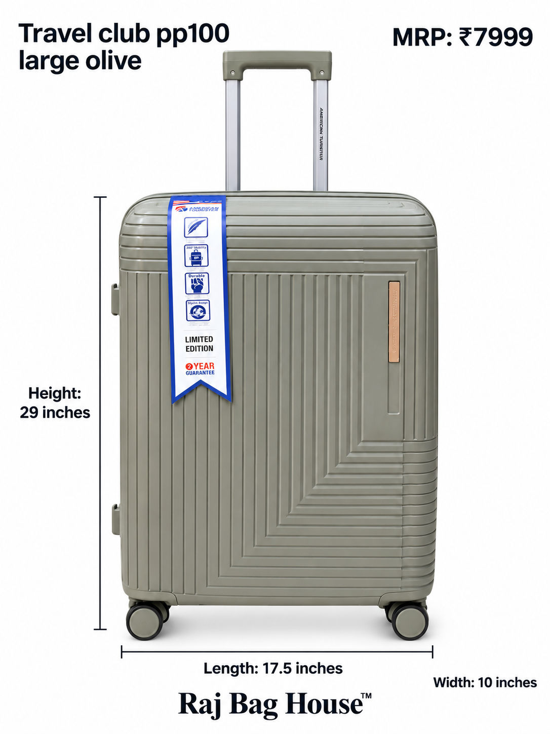 Travel Club PP100 Large Trolley Suitcase – Olive 2