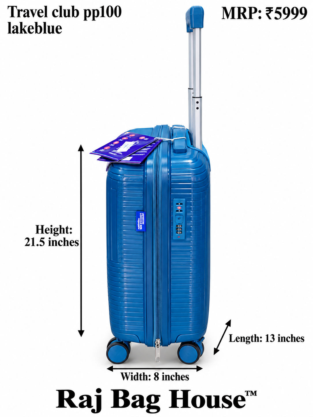 Travel Club PP100 Cabin Trolley Suitcase – Lake Blue 3