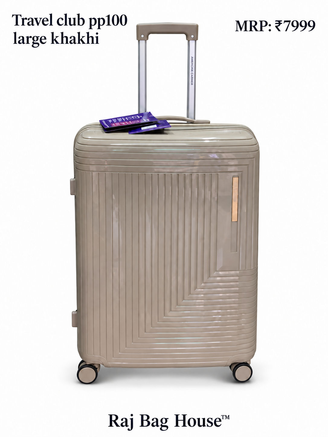 Travel Club PP100 Large Trolley Suitcase – Khakhi