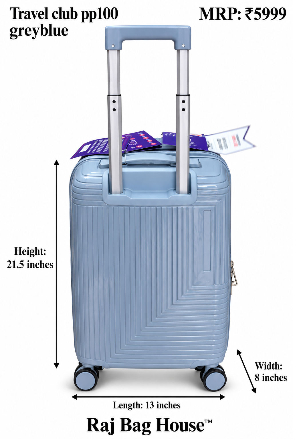 Travel Club PP100 Cabin Trolley Suitcase – Grey Blue 4