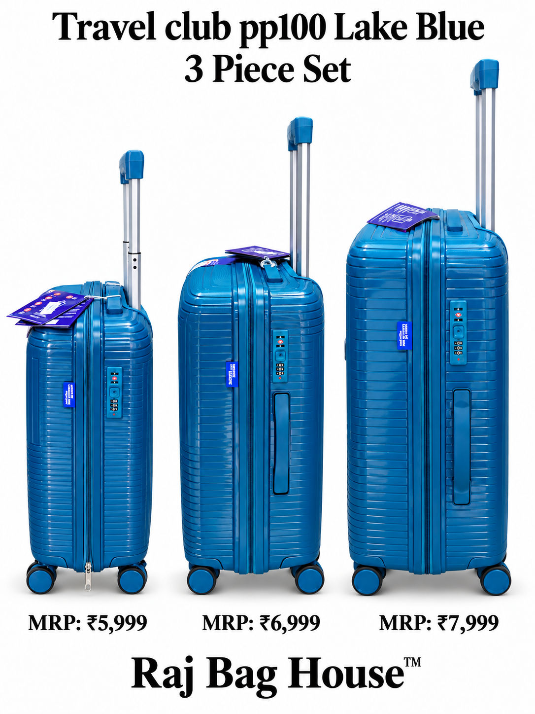 Travel Club PP100 3-Piece Trolley Set – Lake Blue 3