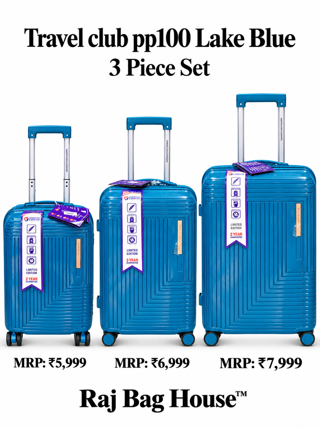 Travel Club PP100 3-Piece Trolley Set – Lake Blue 5