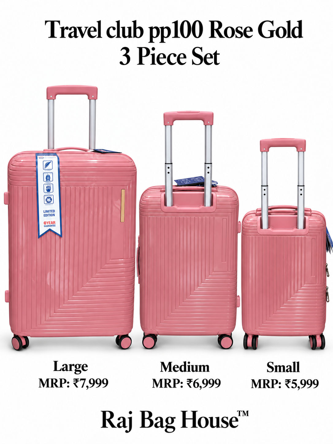 Travel Club PP100 3-Piece Trolley Set – Rose Gold 4