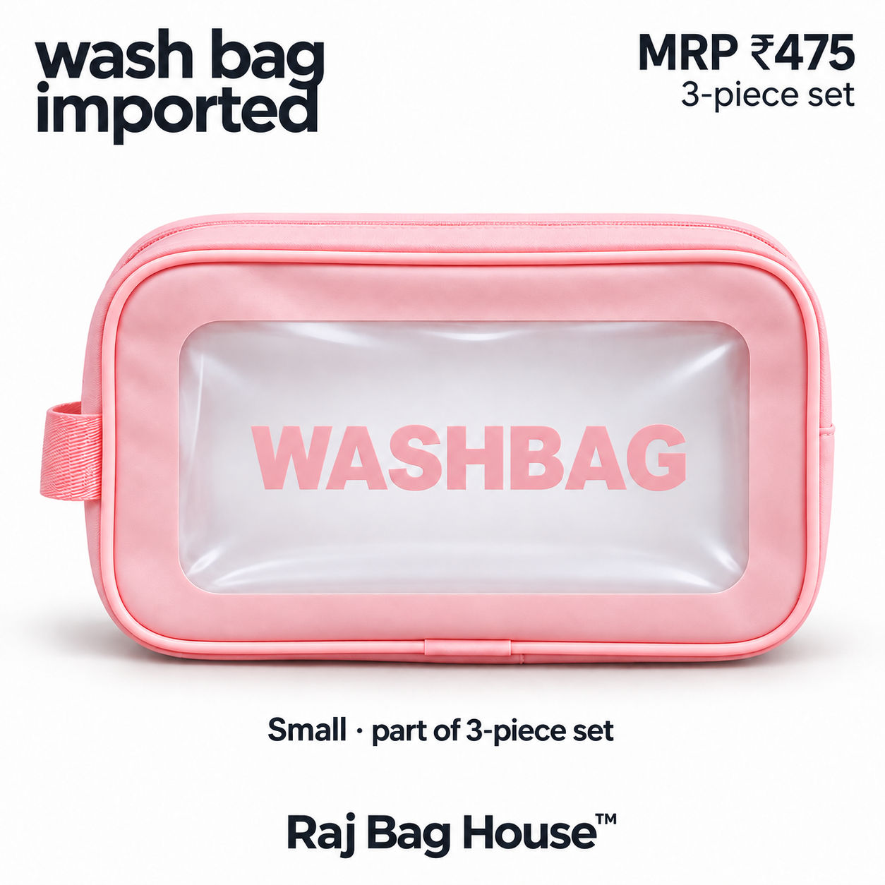 3-Piece Wash Bag Set – Pink 4
